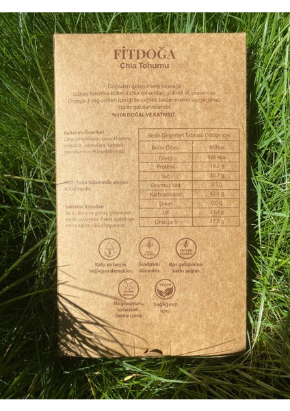 Fitdoğa Premium Chia Tohumu 250 G | Yüksek Lif, Protein ve Omega-3 Kaynağı | %100 Doğal & Katkısız