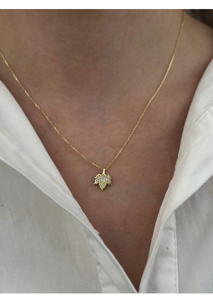 14 Ayar Altın Yaprak Kolye 601