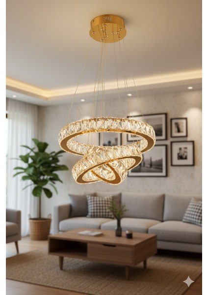 Plaket Kristal Taş Işlemeli Gold Paslanmaz Ledli 20-30-40 cm 3 Renk