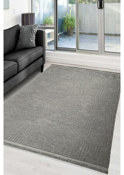 Premium Şönil Dokuma Halı Salon - Mutfak - Yatak Odası Halı ve Yolluk-Gri