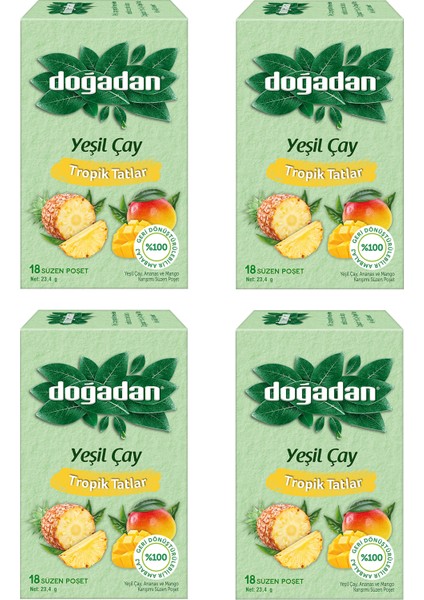 Tropik Tatlar Poşet Yeşil Çay 18'li x 4 Adet