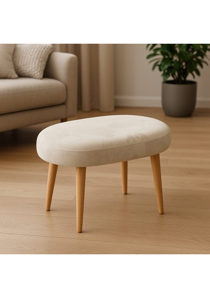 Modern Ahşap Ayaklı Ekru Beyaz Babyface Puf Tabure Sehpa Bench modelleri