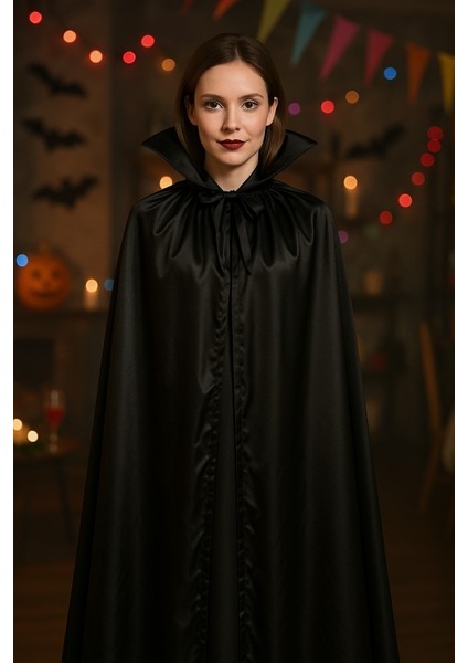 Cadılar Bayramı Siyah Yakalı Pelerin 120 cm Kostüm Parti Aksesuarı fiyatları