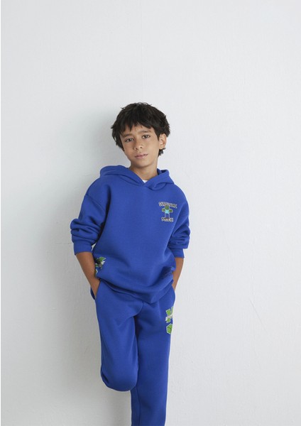 Minecraft Baskılı Mavi Sweatshirt 6S10174-70896