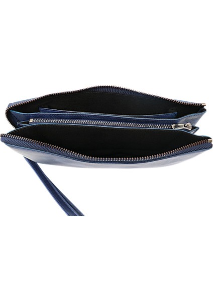 Hakiki Eskitme Deri El Geçirme ve Bileklikli Unisex El Portföyü - Lacivert modelleri