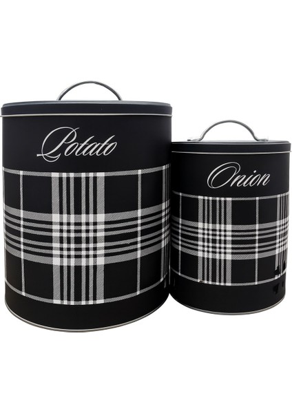 Pat. Soğan Kovası DC-6767 Siyah Ekose Metal