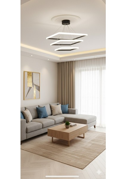 Modern Kare Siyah Kasa Günışığı LED Avize