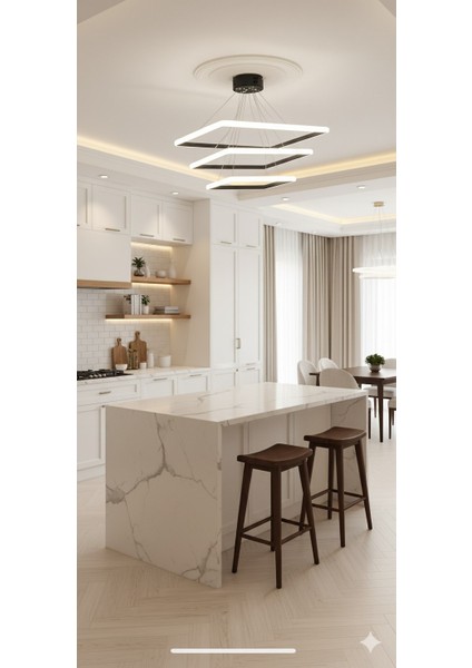 Modern Kare Siyah Kasa Günışığı LED Avize fiyatları