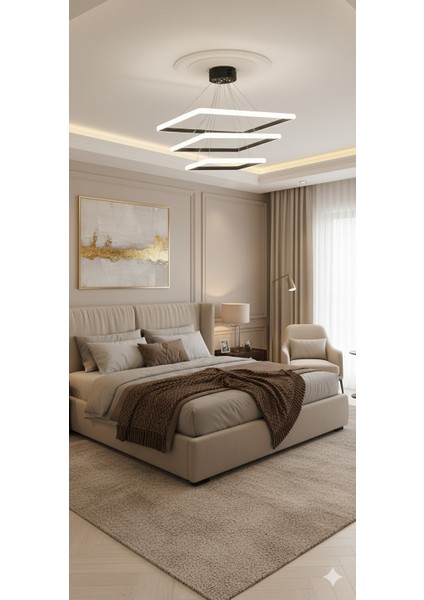 Modern Kare Siyah Kasa Günışığı LED Avize