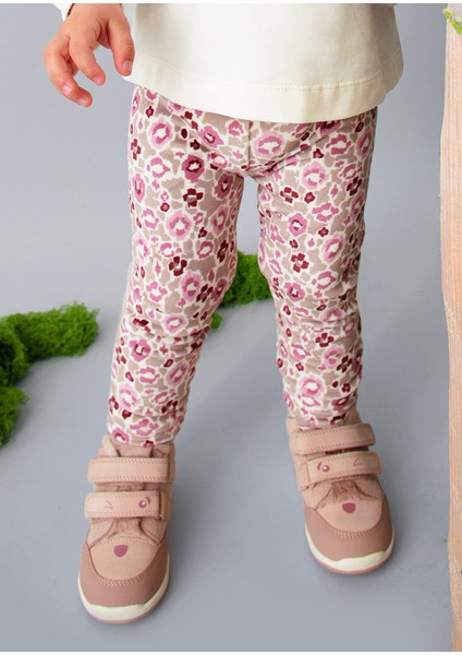 Kız Bebek 3’lü Takım | 1-4 Yaş | Bej Tüylü Yelek, Bej Baskılı Pamuklu Tişört, Pembe Desenli Tayt fiyatları