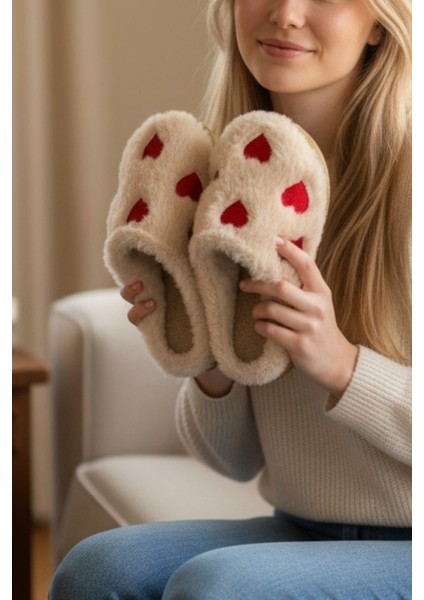 Kadın Günlük Terlik Peluş Içi Yünlü Kürklü Terlik Misafir Çeyiz Bohça Gelin Ev Terliği