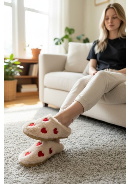 Kadın Günlük Terlik Peluş Içi Yünlü Kürklü Terlik Misafir Çeyiz Bohça Gelin Ev Terliği modelleri