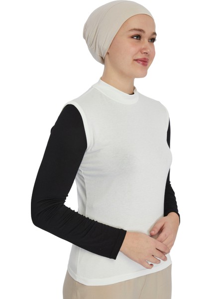 Manolyaşal Kolsuz Balıkçı Yakalı Organik Kadın Body - Ekru - L-XL fiyatları