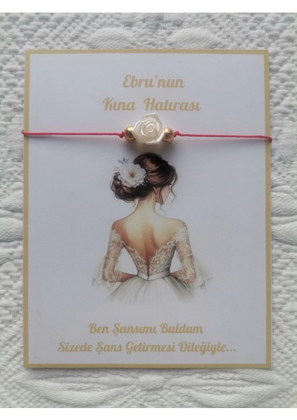 100 Adet Kişiye Özel Gül Inci Model Düğün Nikah Nişan Söz Kına Hatırası Dağıtmalık Hediyelik Bileklik