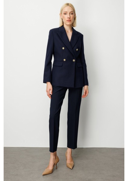 Kruvaze Yaka Kaşe Ceket Lacivert 05069 fiyatları