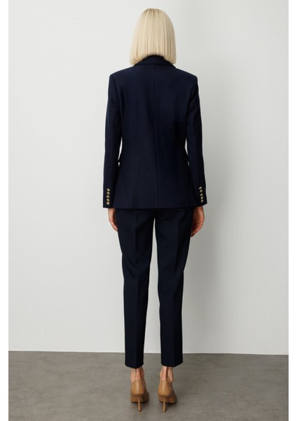 Kruvaze Yaka Kaşe Ceket Lacivert 05069 modelleri