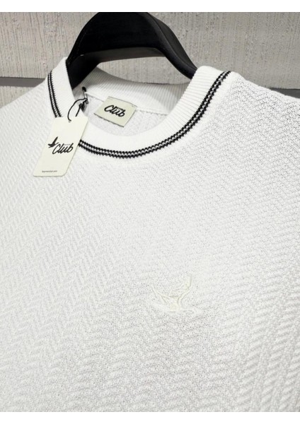 Erkek Beyaz Premium Triko Dokulu Kısa Kollu Bisiklet Yaka Tişört fiyatları