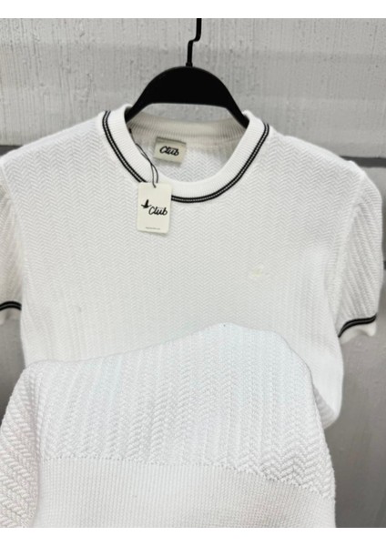 Erkek Beyaz Premium Triko Dokulu Kısa Kollu Bisiklet Yaka Tişört modelleri