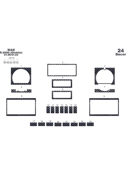 Man S 2000 Konsol-Torpido Kaplama 1999-2003 24 Parça Karbon