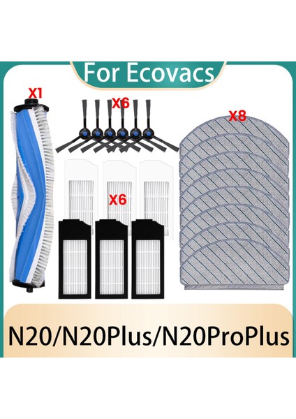 Ecovacs Deebot N20PRO PLUS/N20PLUS/N20 Elektrikli Süpürge Için Aksesuar Seti Yedek Parçalar Silindir Fırça Yan Fırça Filtre Paspas Bezleri (Yurt Dışından)