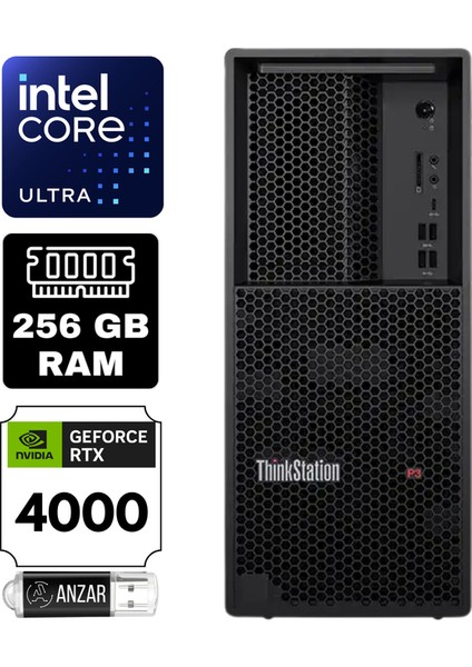 Thinkstation P3 V2 Intel Core Ultra 9 285K 256GB 1tb SSD Rtx 4000 Ada 20GB Freedos Workstation Masaüstü Bilgisayar 30HT004JTR-A36