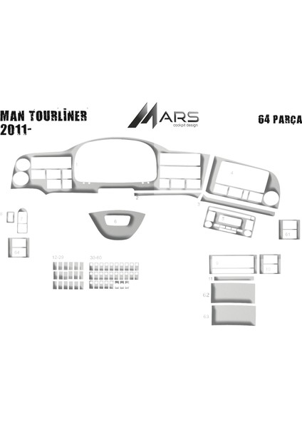 Man Tourliner Konsol/torpido Kaplama 2011-64 Parça Alüminyum