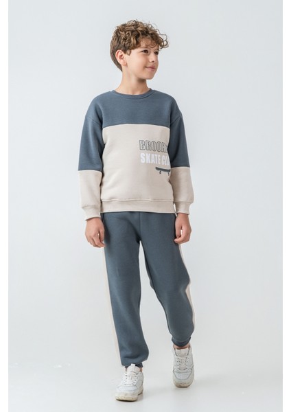 Erkek Çocuk Brooklyn Skat Clup Baskılı 3 Iplik Kalın Kışlık Eşofman Takımı AK4228 fiyatları