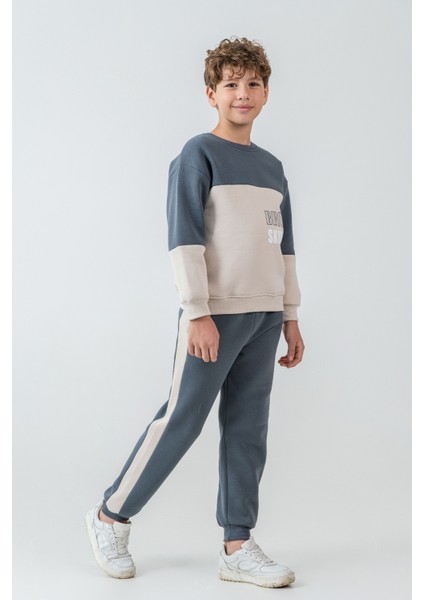 Erkek Çocuk Brooklyn Skat Clup Baskılı 3 Iplik Kalın Kışlık Eşofman Takımı AK4228 fırsatları