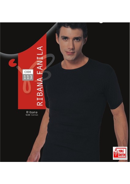 Erkek Siyah Ribana Yarım Kol Atlet % 100 Pamuklu Fanila 3'lü Paket 113-3S fiyatları