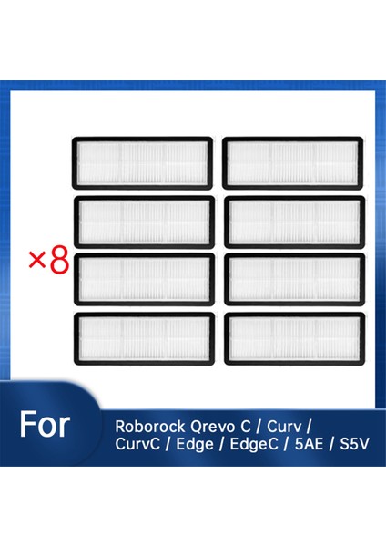 Roborock Qrevo C / Curv / Curvc / Edge / Edgec / 5AE / S5V Elektrikli Süpürge Aksesuarları Için 8 Adet Filtre (Yurt Dışından) modelleri