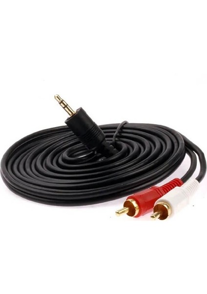 3 Metre - 3.5mm Stereo Aux Erkek To 2 Rca Ses Hoparlör Kablosu- Altın Uç fiyatları