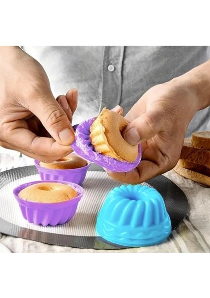 24 Adet Muffin, Mini Kek Kalıbı, Yanmaz, Yapışmaz,kolay Çıkar-Silikon, Karışık Renk fırsatları