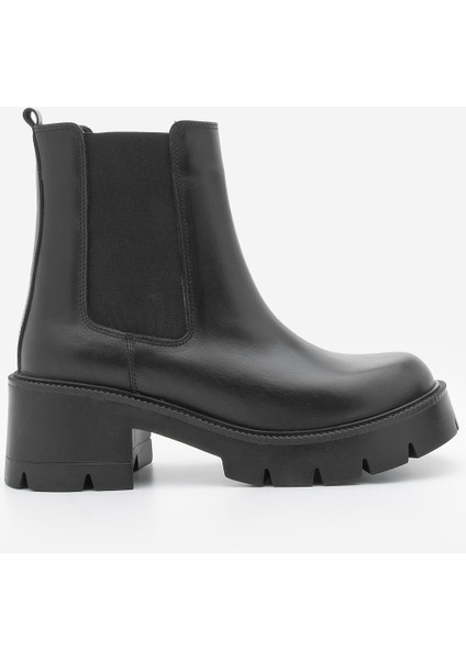 Kadın Hakiki Deri Çift Lastikli Kalın Topuklu Günlük Bot Viper Siyah modelleri