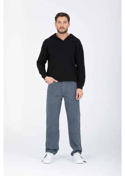 Basic %100 Pamuk Loose Fit Baggy Pantolon Paçası Büzülür Ipli | Rahat Kalıp indirimleri