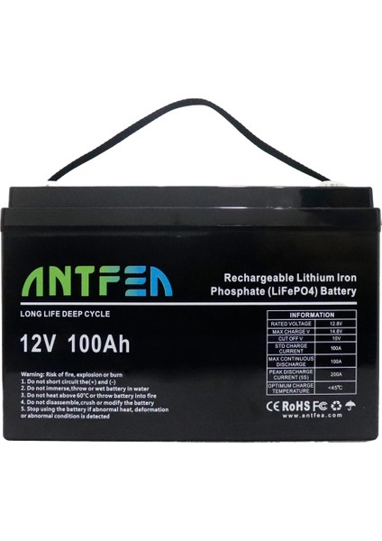 Antfea 12.8V100AH Abs Lityum Akü Lifepo4 fırsatları