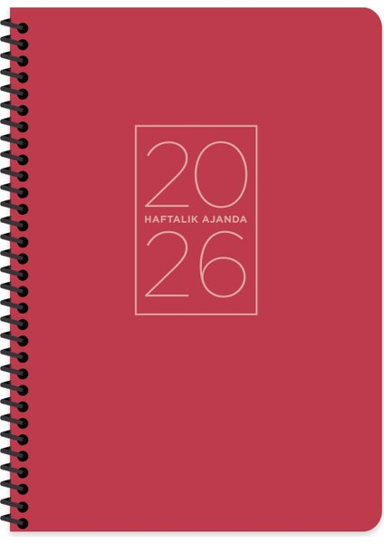 Keskin 2026-17*24 Spiralli Haftalık Ajanda - Kırmızı