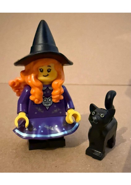 Orjinal LEGO Minifigür Witch With Cat