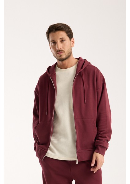 %100 Pamuk Erkek Oversize Fermuarlı Kapüşonlu Sweatshirt | Bol Kesim Hoodie