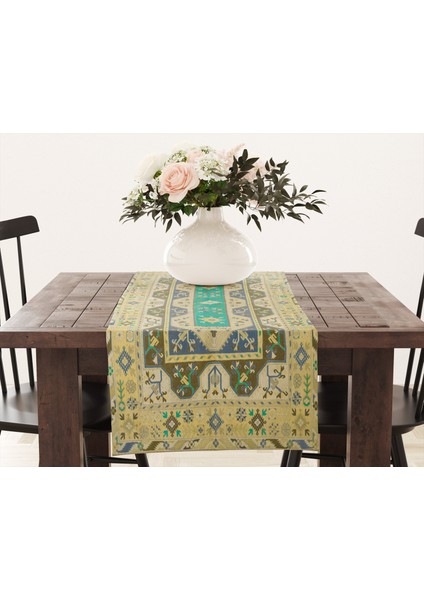Dijital Baskı Renkli Runner ve Masa Servis Takımı 33X100 cm modelleri
