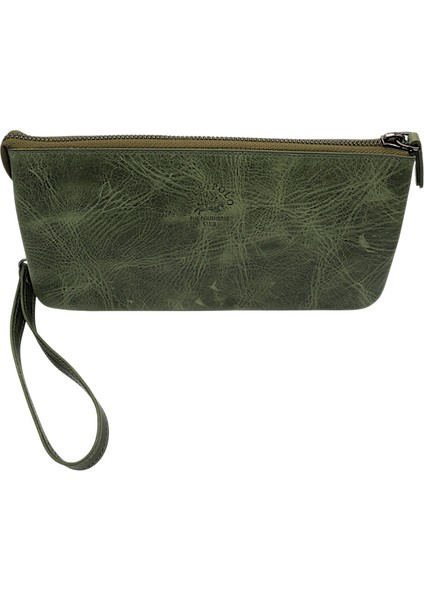 Hakiki Eskitme Deri El Geçirme ve Bileklikli Unisex El Portföyü - Yeşil fiyatları