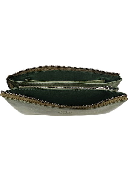 Hakiki Eskitme Deri El Geçirme ve Bileklikli Unisex El Portföyü - Yeşil modelleri