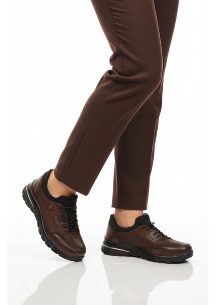 Kahve Nubuk Hakiki Deri Anatomik Kadın Casual Ayakkabı PLV061 Z