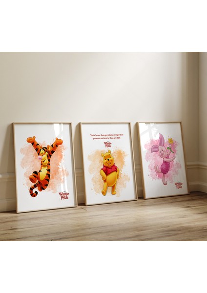 (Çerçevesiz) Winnie The Pooh 3lü Poster Seti, Çocuk Odası Poster Seti