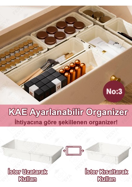 Kae No:3 Genişleyebilir Makyaj Organizeri - Ayarlanabilir Modüler Çekmece Içi Düzenleyici fiyatları