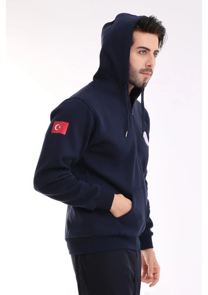 Paramedik Unisex Kapşonlu Hırka - Lacivert modelleri