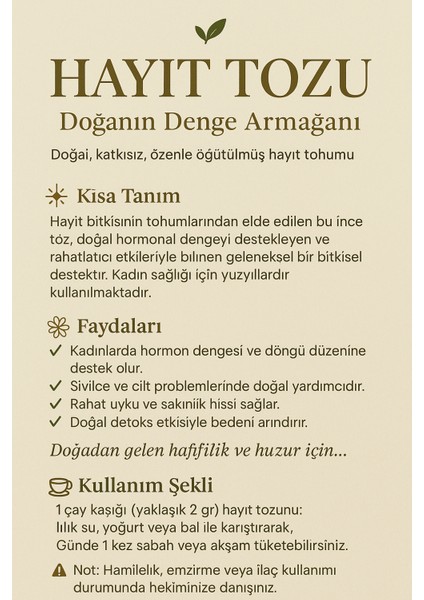 Hayıt Tohumu Tozu 250 gr modelleri