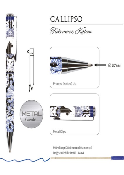 Callıpso 0.7 mm Mavi Tükenmez Kalem