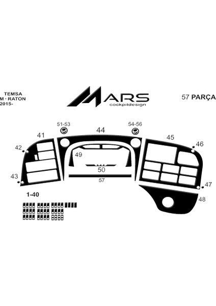 Mitsubishi Temsa Maratoon 2015- Konsol-Torpido Kaplama 57 Parça Piano Black