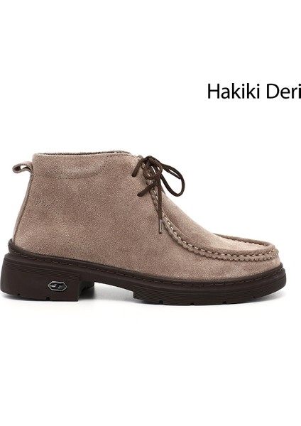 Kadın Vizon Süet Bağcıklı Hakiki Deri Comfort Bot