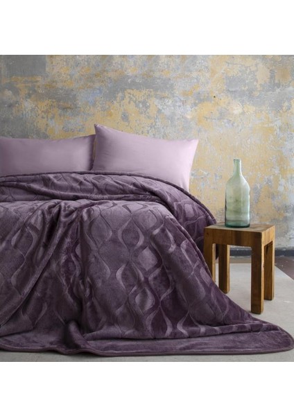 Ap Embos Çift Kişilik Mürdüm Mercy Battaniye